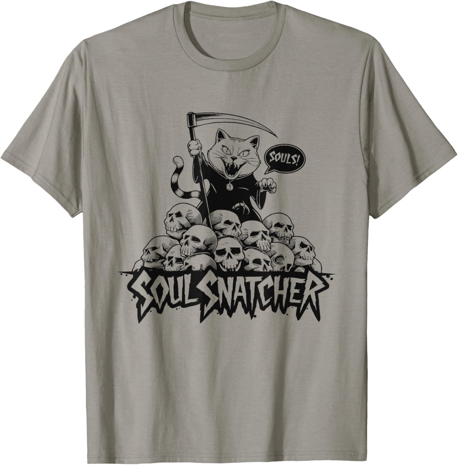 Soul Snatcher Cat Collects Souls Halloween Men Women T-Shirt - T-Shirt | Sand