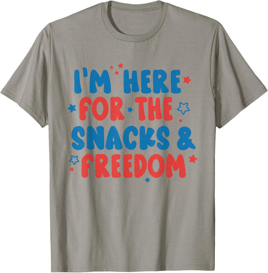 I'm Here For The Snacks And Freedom 4th Of July Boys Girls T-Shirt - T-Shirt | Sand