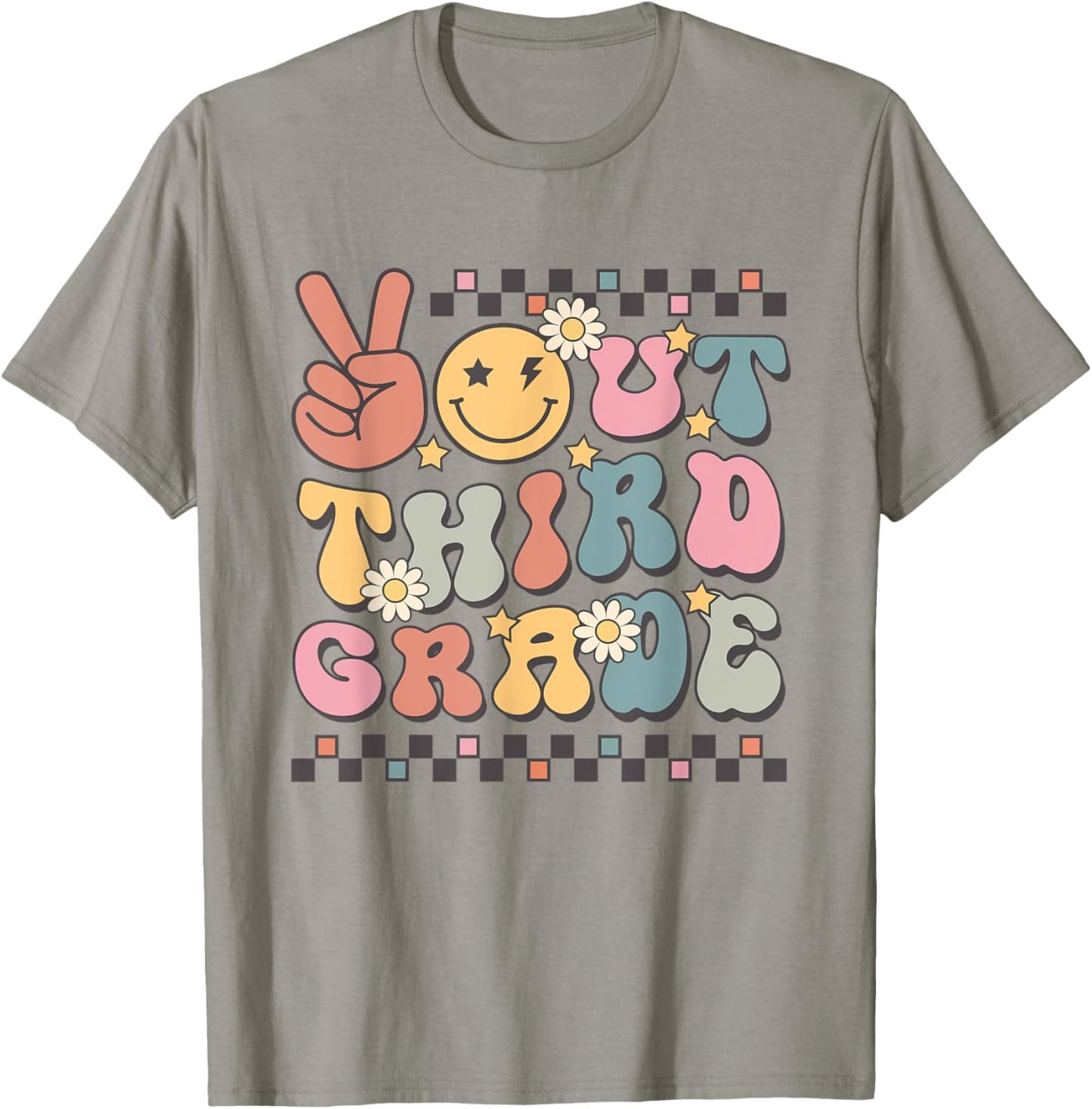 Last Day Of 3rd Grade Smile Face Peace Out Third Grade T-Shirt - T-Shirt | Sand