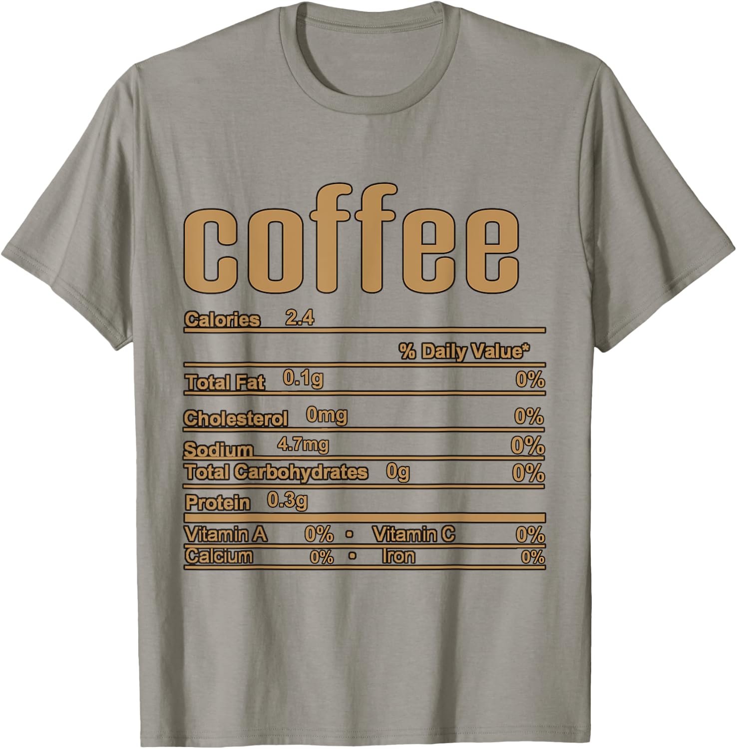 Thanksgiving Christmas Coffee Nutrition Fact T-Shirt - T-Shirt | Sand