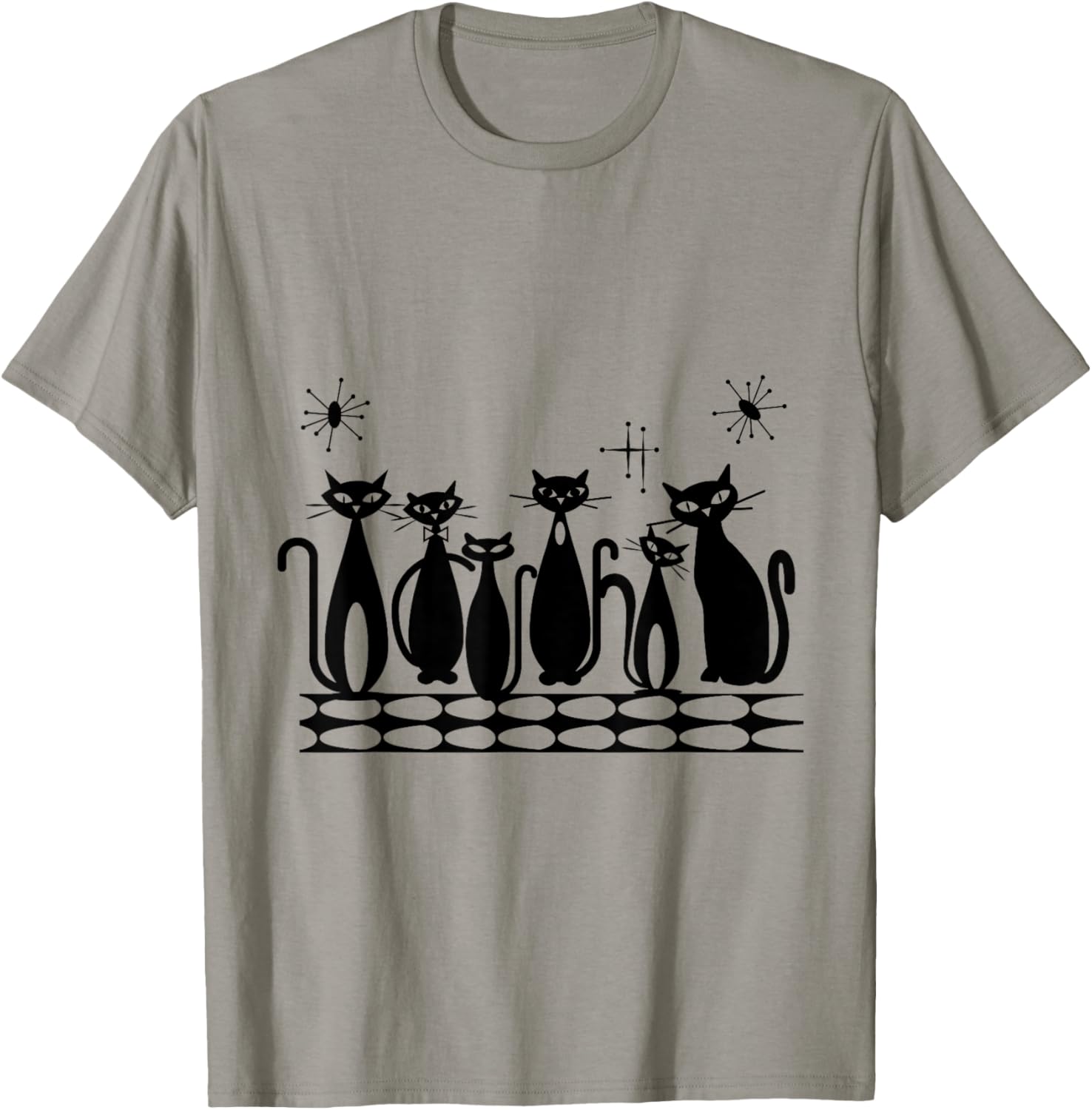 Atomic Cats Black Kitties MCM Retro T-Shirt - T-Shirt | Sand