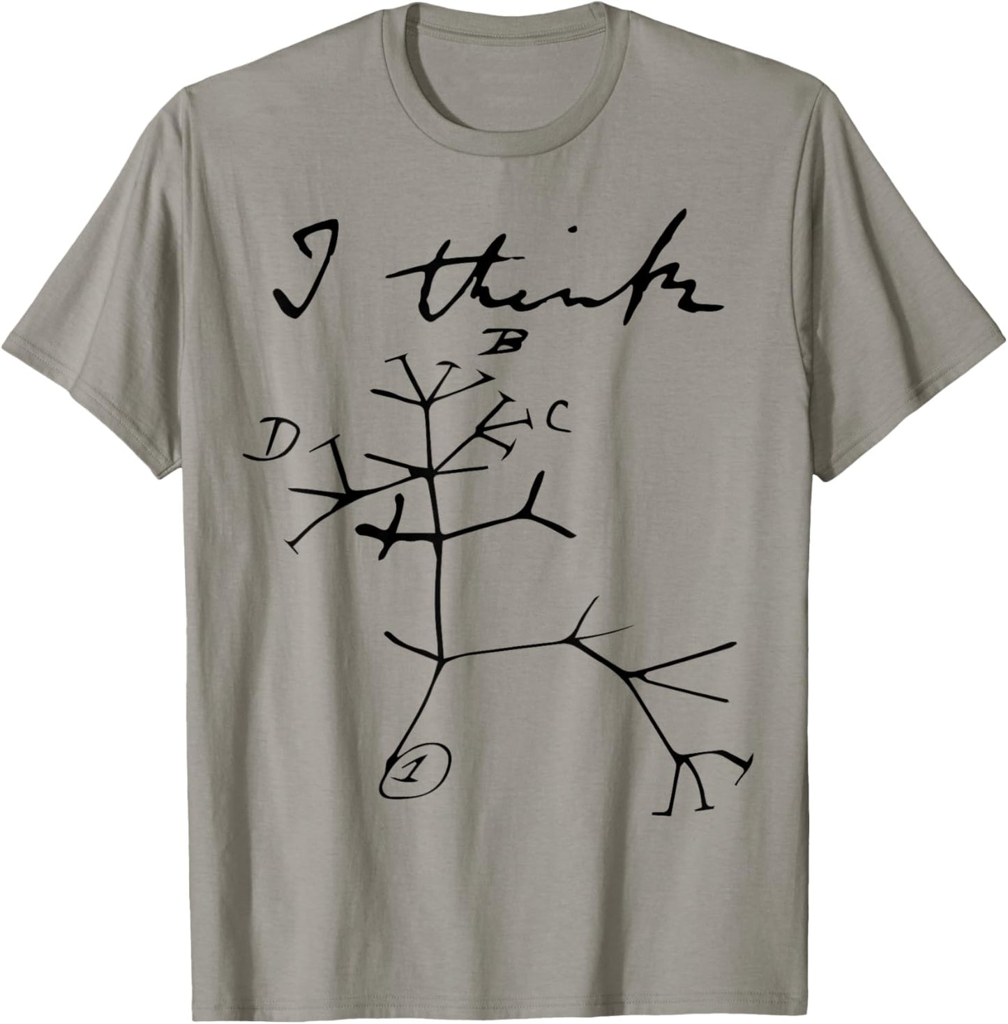 I Think Tree Life Darwin Evolution Biology Science Teacher T-Shirt - T-Shirt | Sand