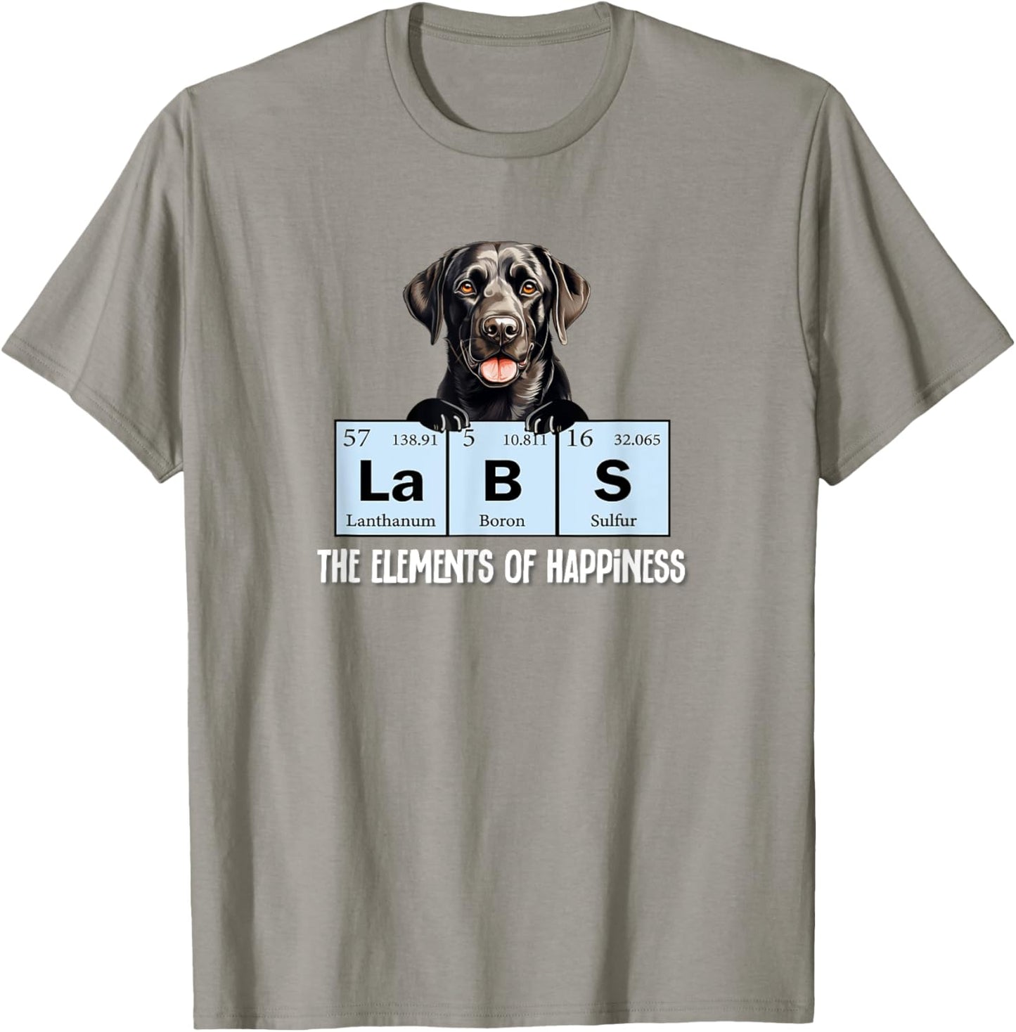 Funny Elements of Happiness Black Lab Lover T-Shirt - T-Shirt | Sand