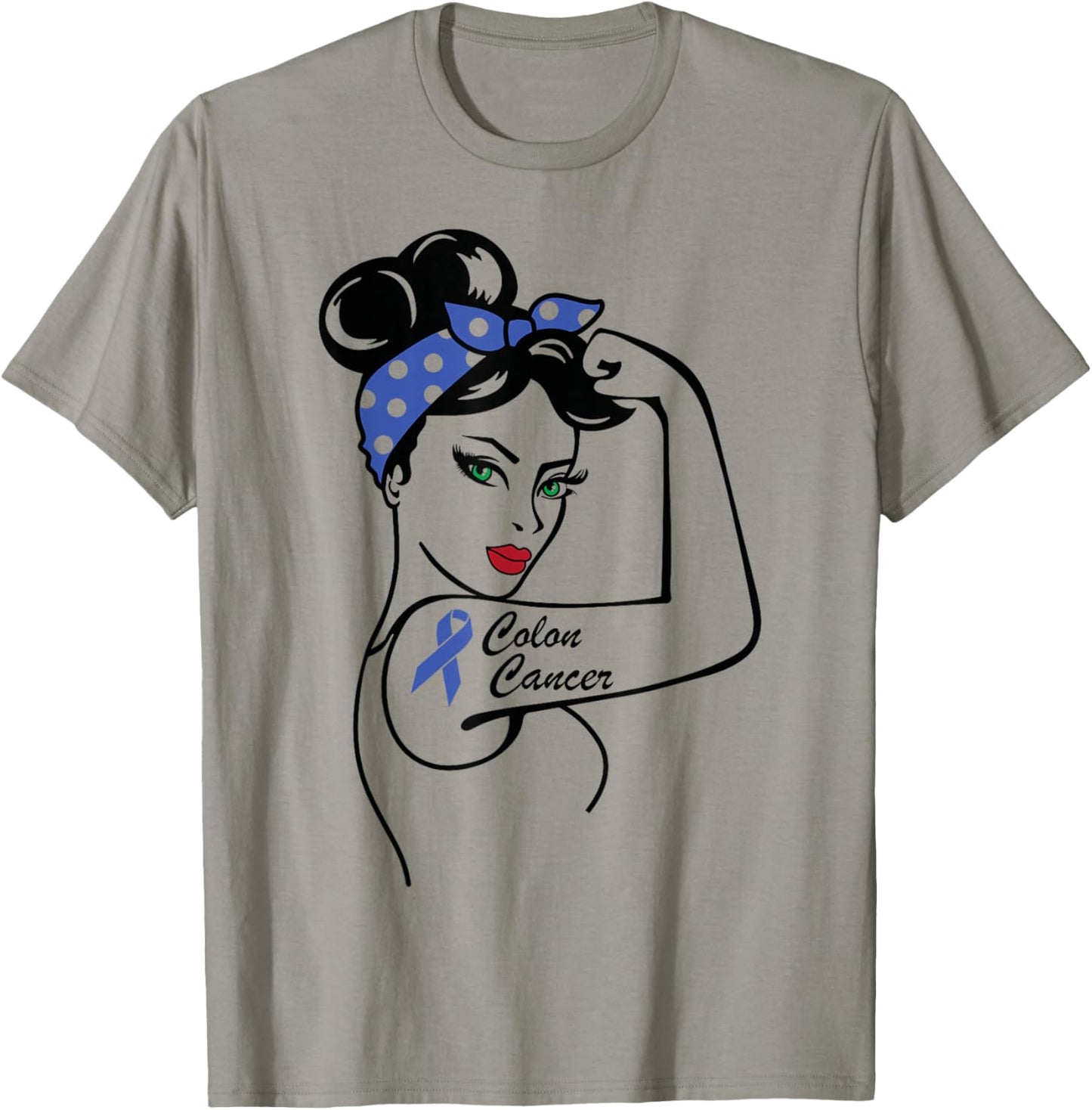Colon Cancer Awareness Warrior Blue Ribbon Colorectal T-Shirt - T-Shirt | Sand