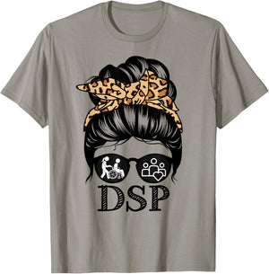 DSP Messy Bun Hair Funny Direct Support Professional T-Shirt - T-Shirt | Sand