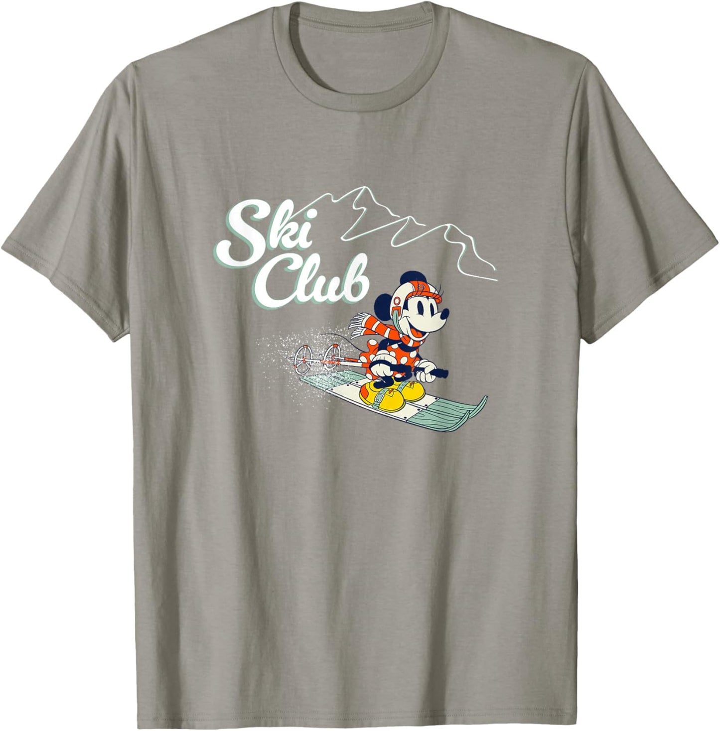 Disney Minnie Mouse Vintage Christmas Ski Club Holiday Fun T-Shirt - T-Shirt | Sand