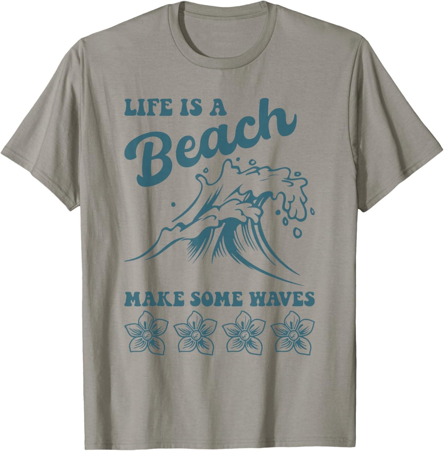 Funny Life is a Beach Make Some Waves Shirt Retro Summer Men Women Girls Kids T-Shirt - T-Shirt | Sand