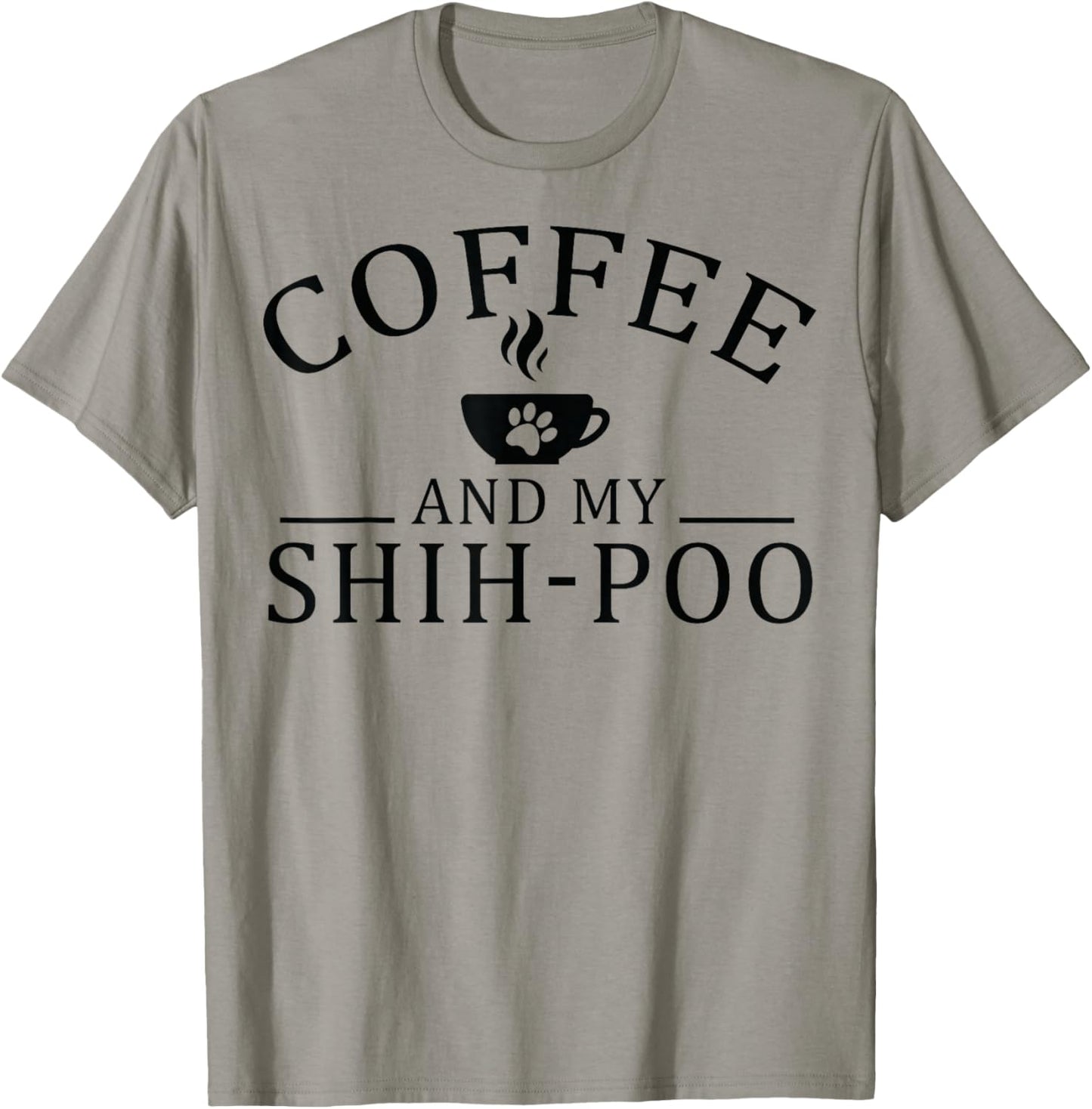 Shih-Poo Dog And Coffee T-Shirt - T-Shirt | Sand