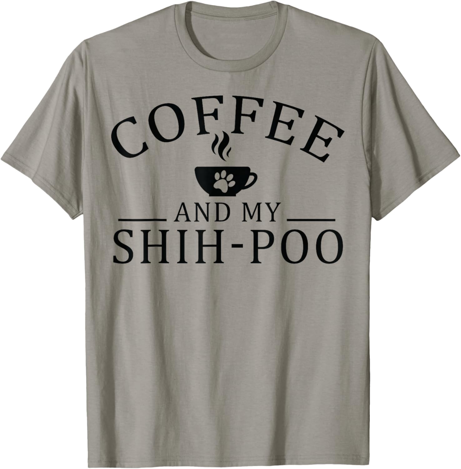 Shih-Poo Dog And Coffee T-Shirt - T-Shirt | Sand