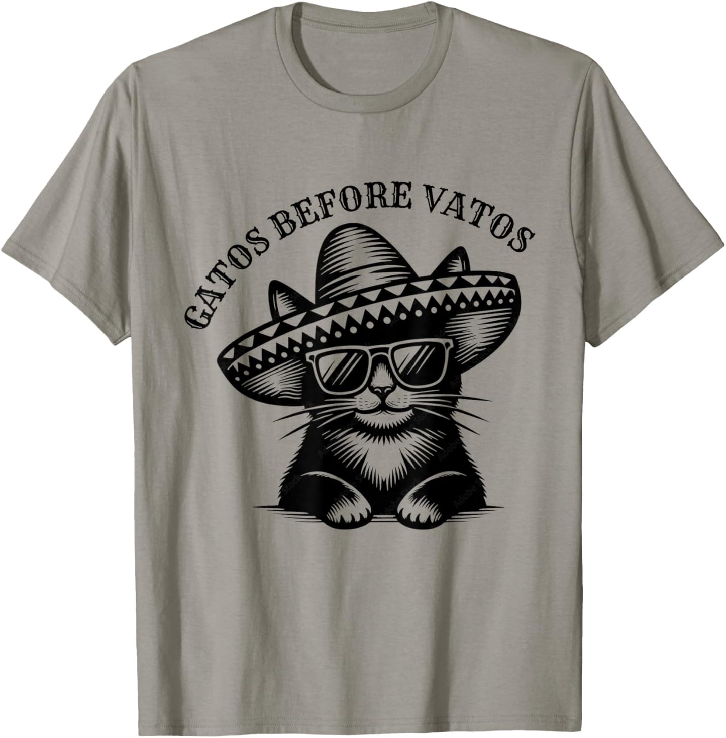 Gatos Before Vatos Funny Kitten Lovers Spanish Joke T-Shirt - T-Shirt | Sand