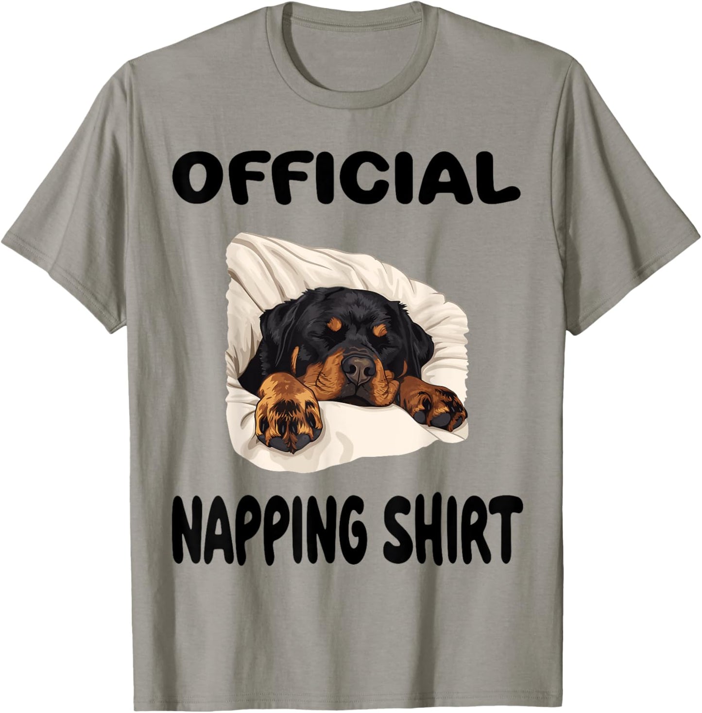 Rottweiler Rottie Dog Pajamas Nightgown Official Napping T-Shirt - T-Shirt | Sand