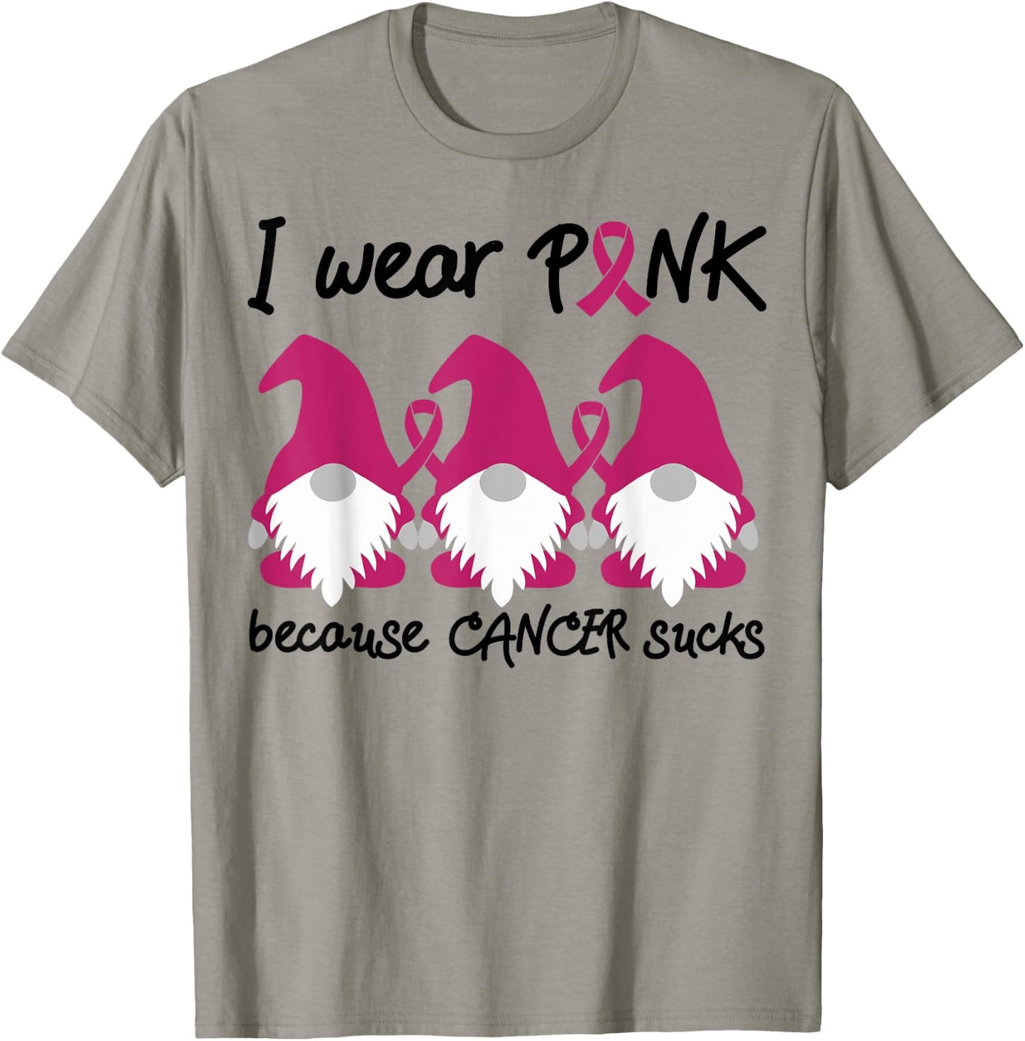 I Wear Pink Because Cancer Sucks Garden Gnomes T-Shirt - T-Shirt | Sand