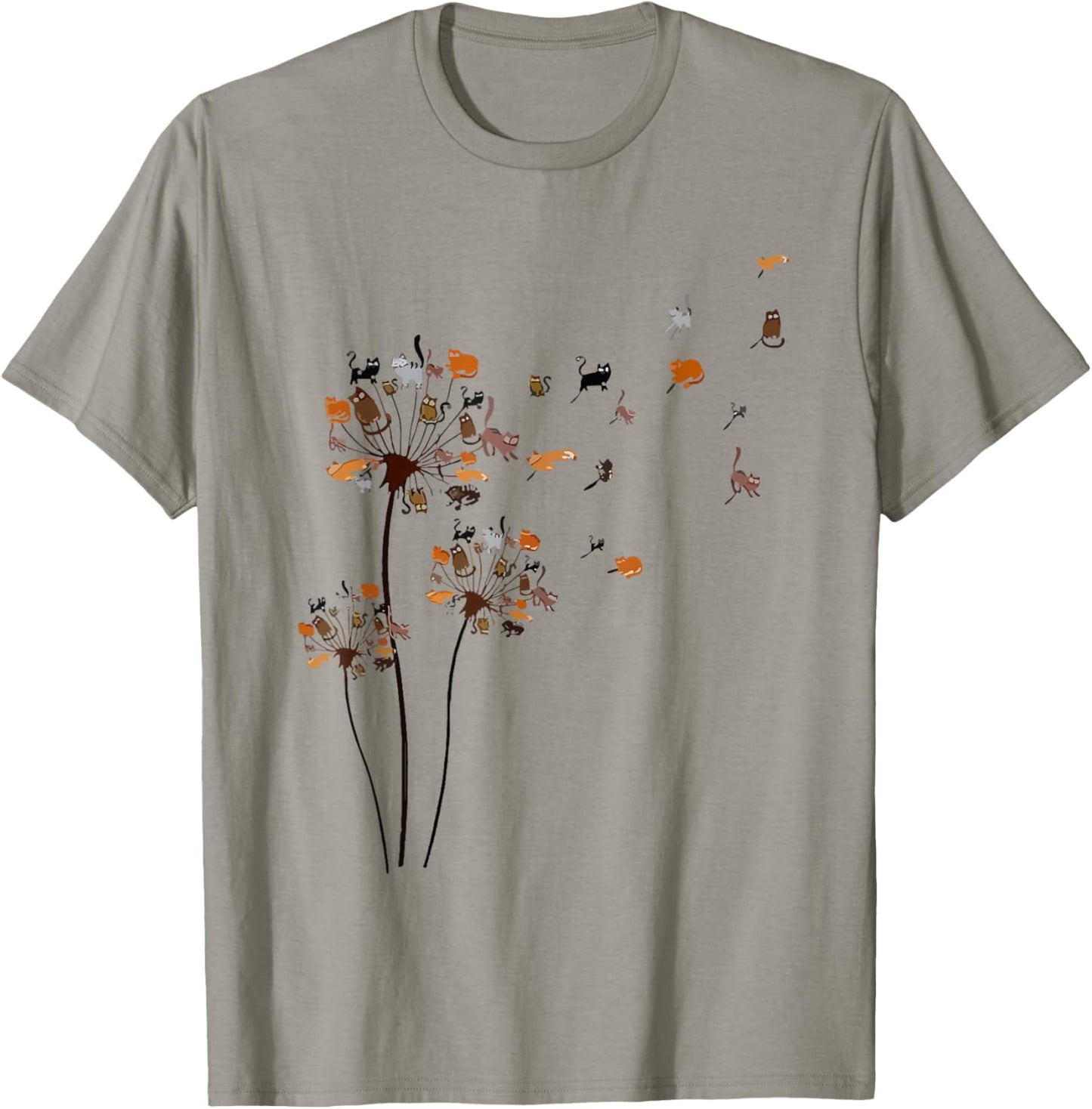 Cute Dandelion Cats Flower Colorful Pet Cat Funny Cat Mom Women T-Shirt - T-Shirt | Sand