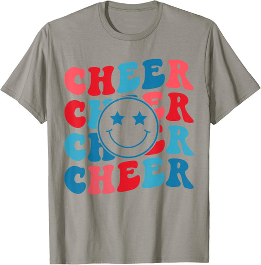 American Cheer Girl Cheerleading Retro Groovy Cheerleader T-Shirt - T-Shirt | Sand