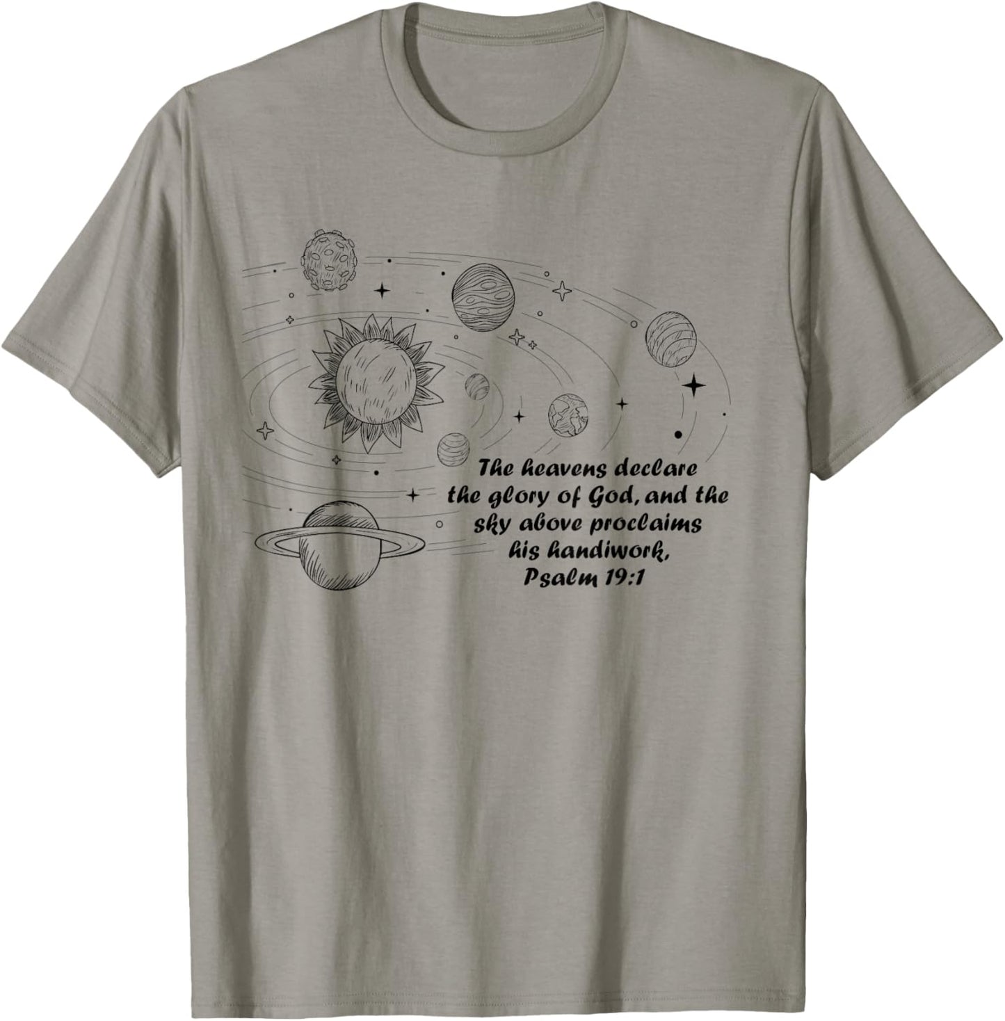 Christian Psalm 19:1 Conversations Cycle 2 Space Planets T-Shirt - T-Shirt | Sand