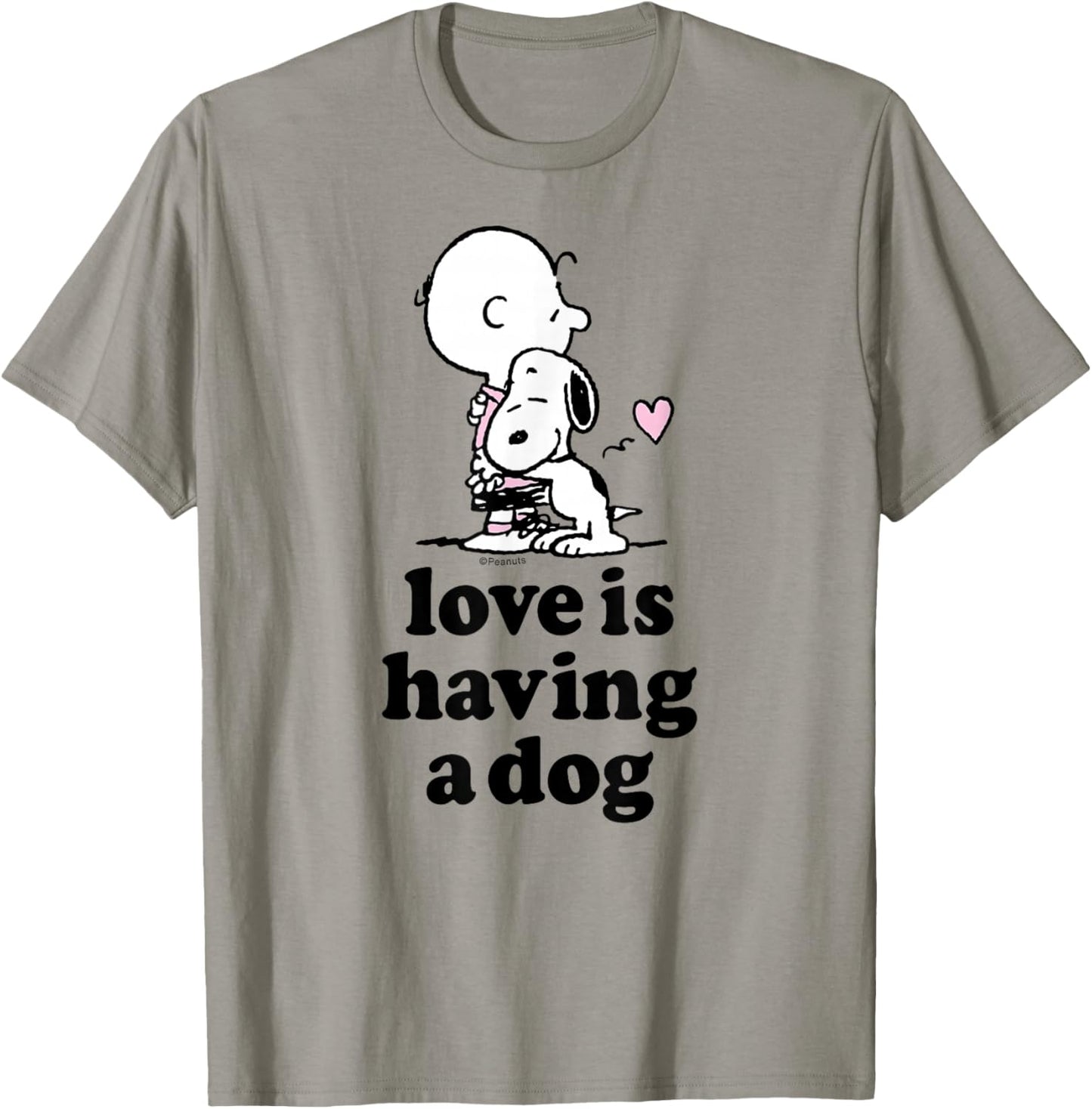 Peanuts - Snoopy Charlie Brown Hugging Love is Having A Dog T-Shirt - T-Shirt | Sand