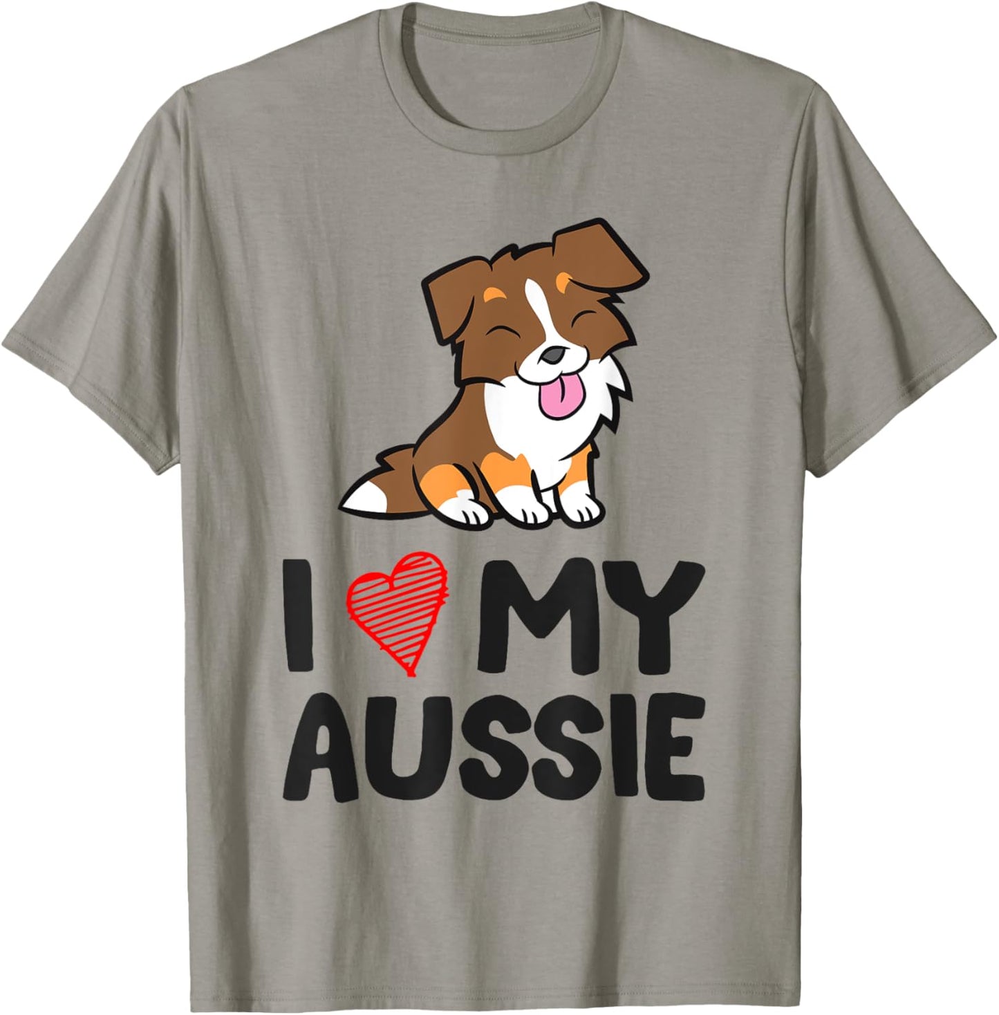 Australian Shepherd Dog I Love My Aussie T-Shirt - T-Shirt | Sand