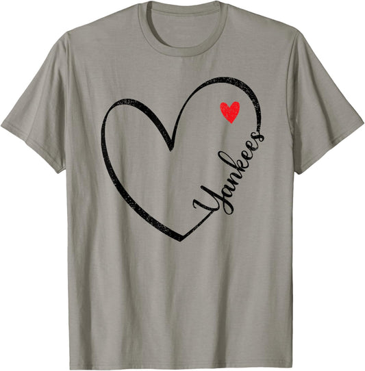 Yankees Heart Vintage Retro Men Women Boy Girl Kids T-Shirt - T-Shirt | Sand
