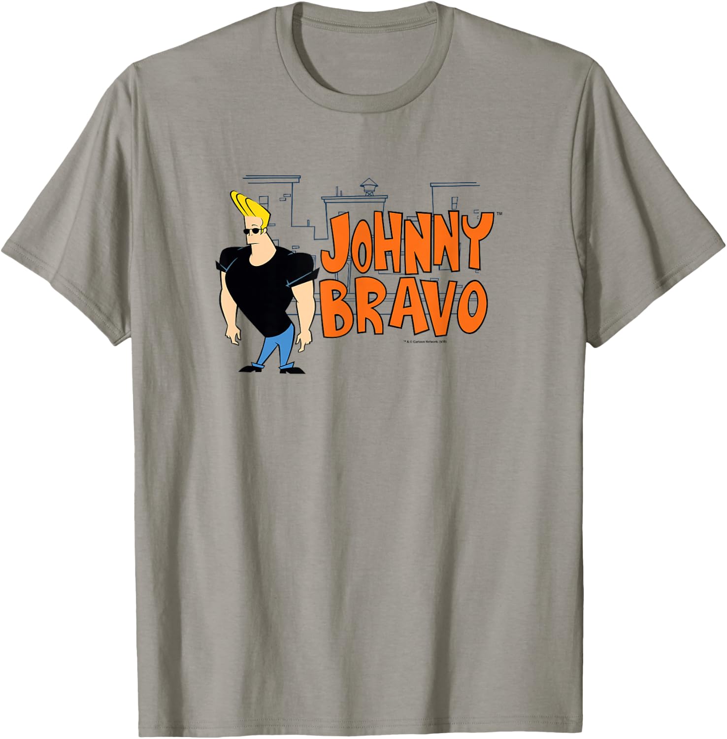 Cartoon Network Johnny Bravo City Logo , Men's, Blue, Small, Short Sleeve, Classic Fit, Cotton 100% T-Shirt - T-Shirt | Sand