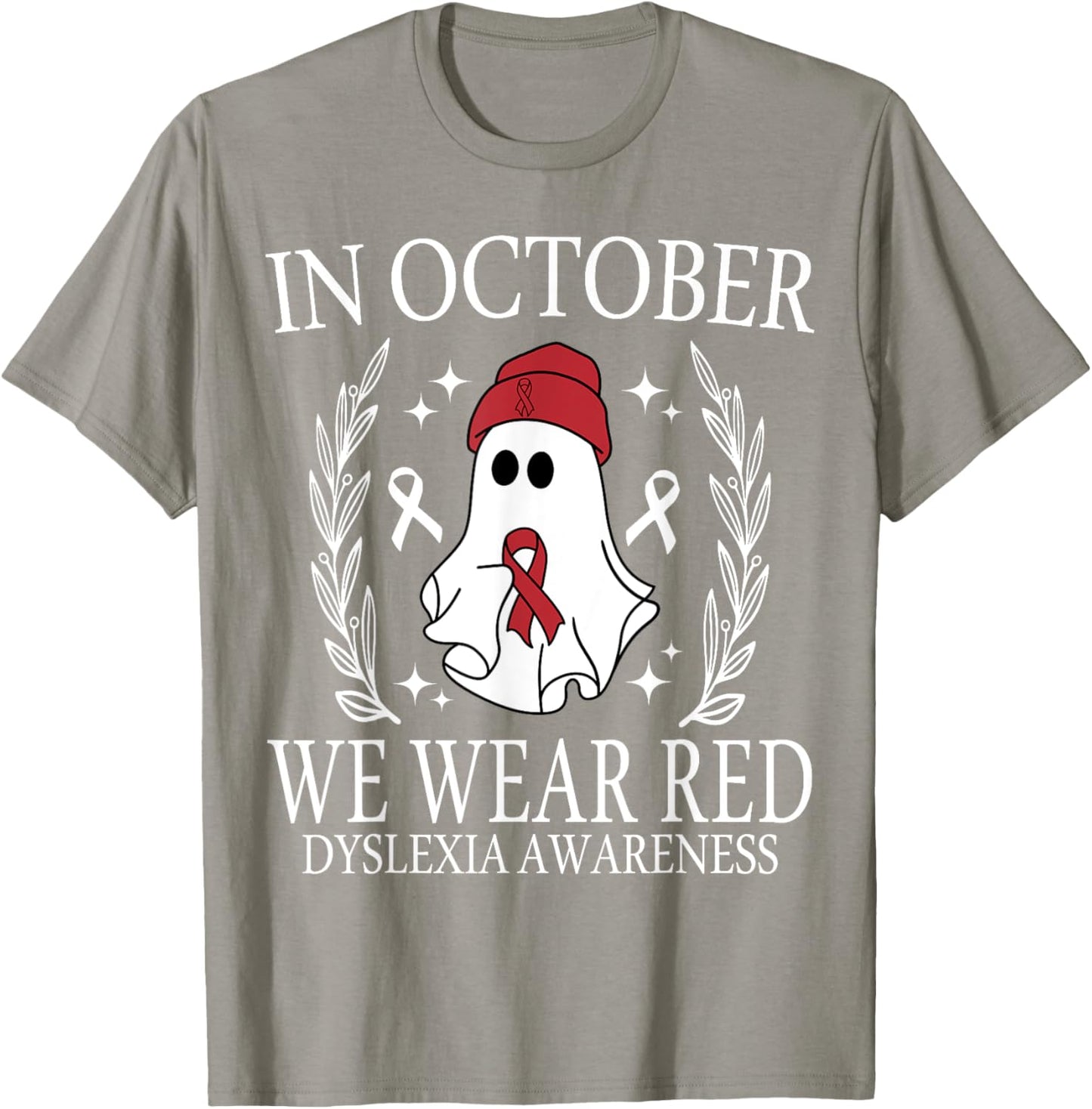 In October We Wear Red Dyslexia Awareness Student Teacher T-Shirt - T-Shirt | Sand