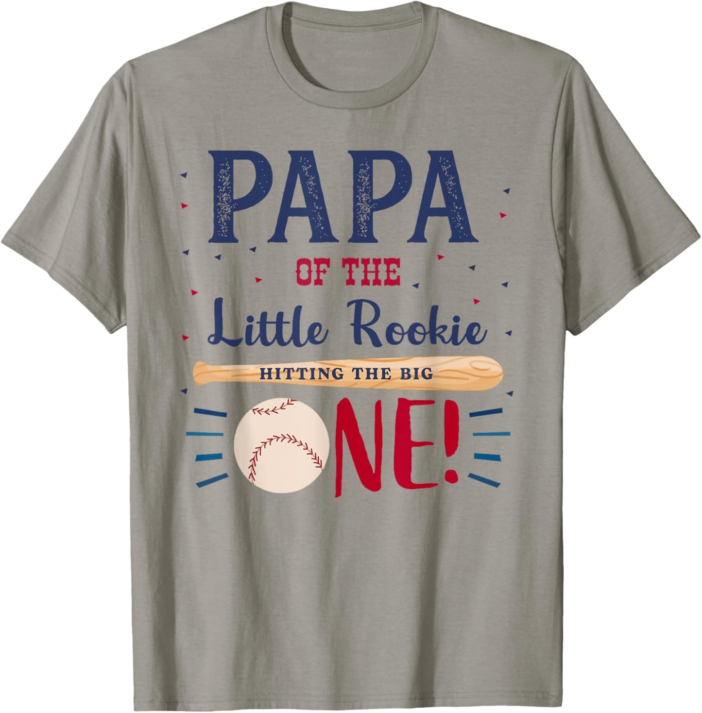 Papa Daddy First Birthday Little Rookie Baseball The Big One T-Shirt - T-Shirt | Sand