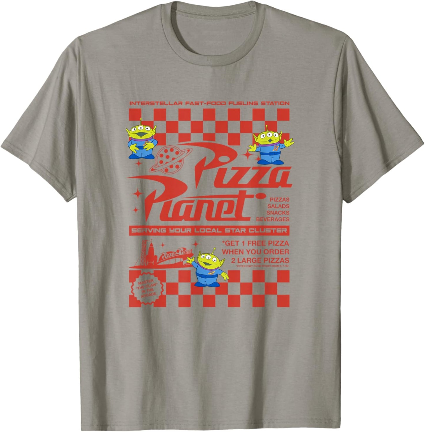 Disney Pixar Toy Story Pizza Planet Iconic Retro Flyer Logo T-Shirt - T-Shirt | Sand
