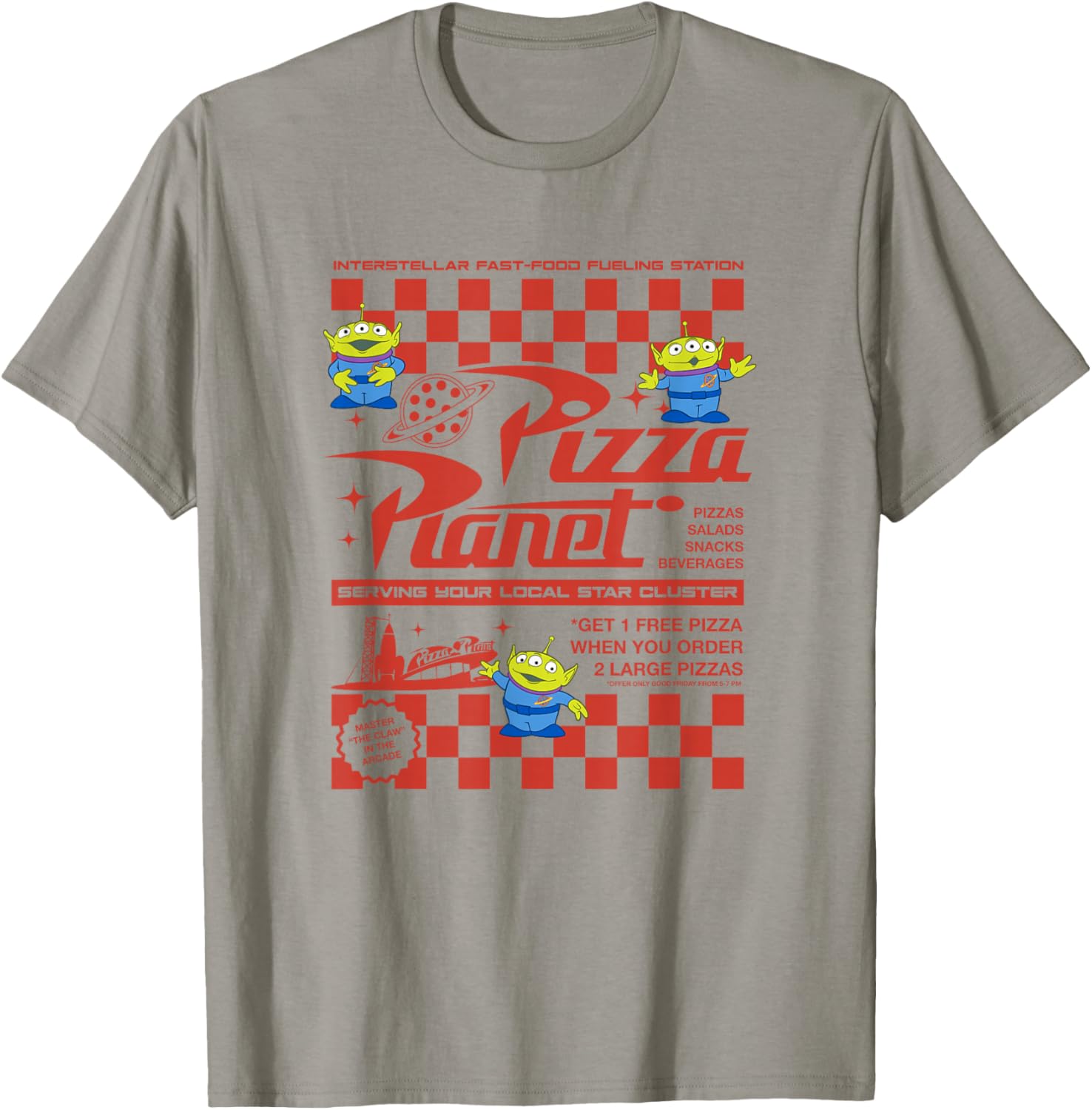 Disney Pixar Toy Story Pizza Planet Iconic Retro Flyer Logo T-Shirt - T-Shirt | Sand