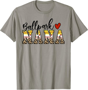 BallPark Nana Baseball Softball Mom Leopard Mother's Day T-Shirt - T-Shirt | Sand