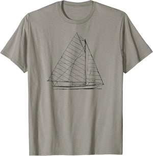 Sailboat Nautical Design Sketch - Sailing T-Shirt - T-Shirt | Sand