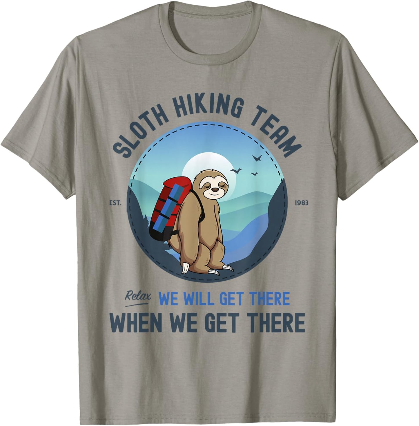 Sloth Hiking , Sloth Hiking Team T-Shirt - T-Shirt | Sand