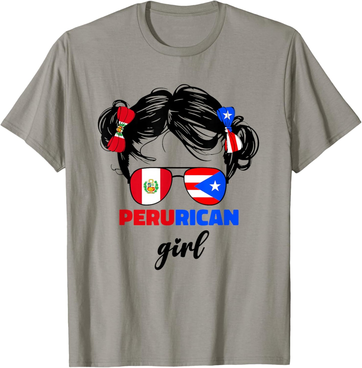 Half Peruvian And Puerto Rican Rico Peru Flag Girls Kids Mix T-Shirt - T-Shirt | Sand