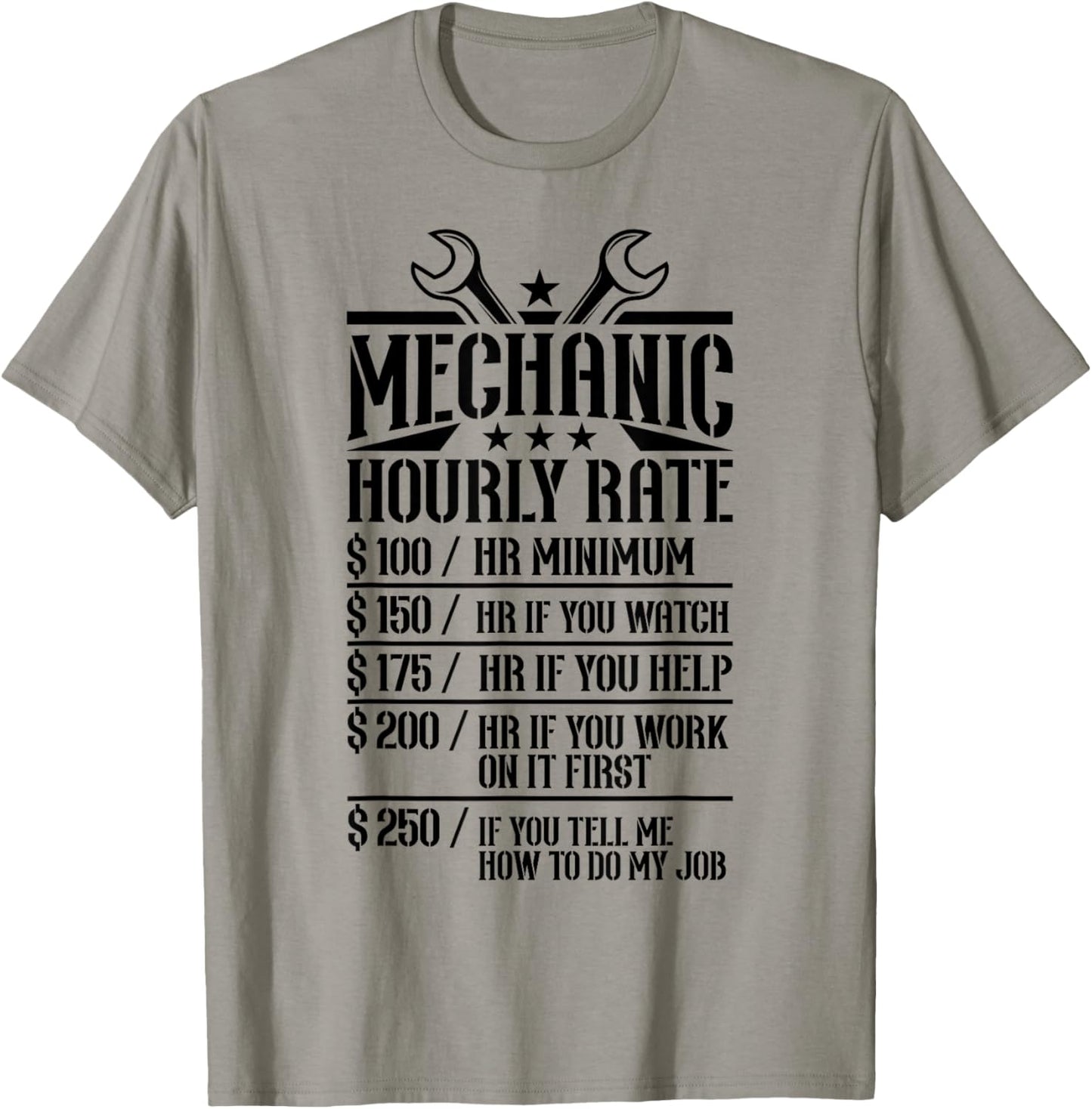 Funny Mechanic Hourly Rate Labor Rates Gift T-Shirt - T-Shirt | Sand