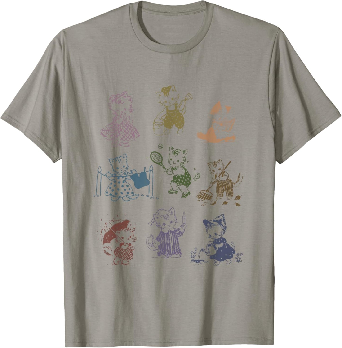 Vintage 90s Tattoo Cat Retro Kitten Cute Cat Lovers Cat Mom T-Shirt - T-Shirt | Sand
