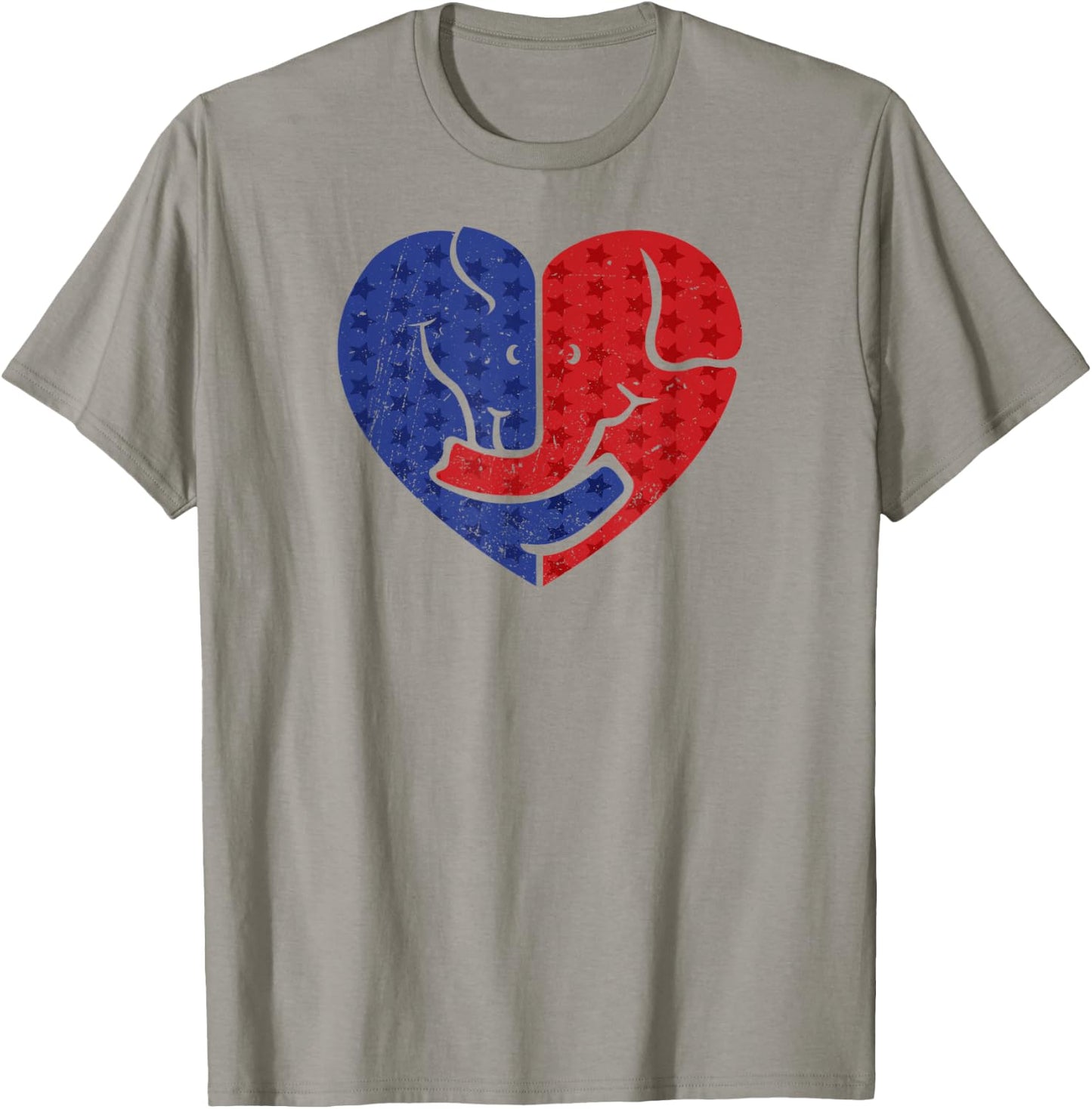 Democratic Donkey and Republican Elephant Love Heart T-Shirt - T-Shirt | Sand