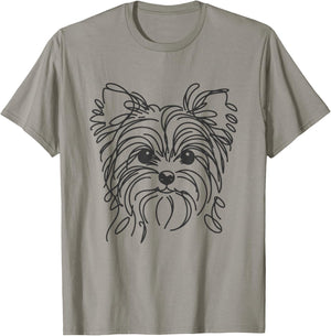 Line Art Dad Mom Dog - Teecup Yorkie T-Shirt - T-Shirt | Sand