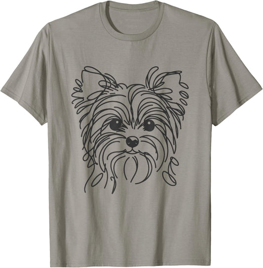 Line Art Dad Mom Dog - Teecup Yorkie T-Shirt - T-Shirt | Sand