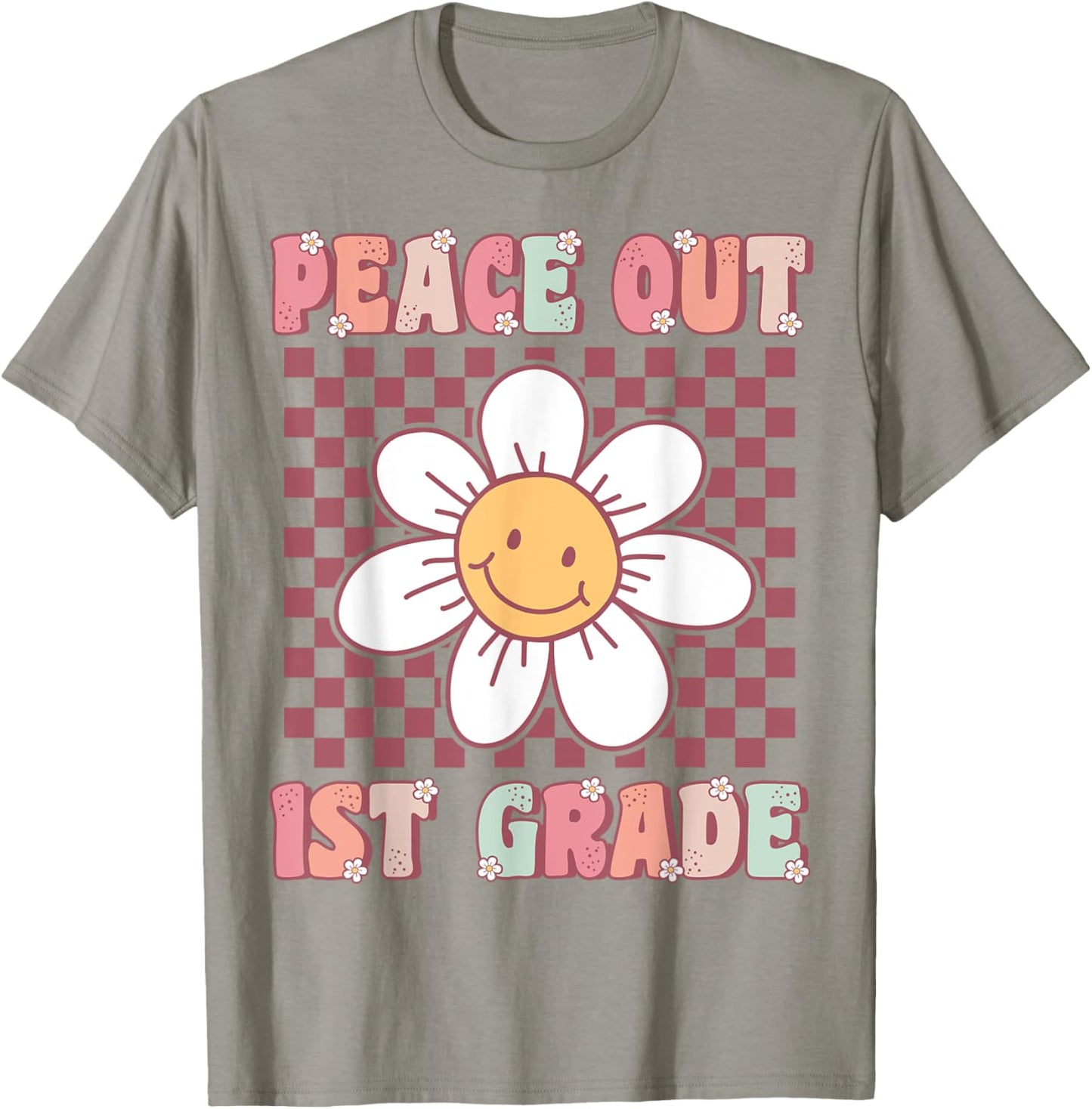 Peace Out First Grade Cute Groovy Last Day of 1st Grade T-Shirt - T-Shirt | Sand