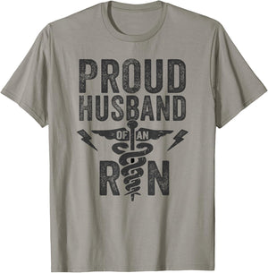 Proud Husband of an RN Nurse Frontline Healthcare Hero T-Shirt - T-Shirt | Sand