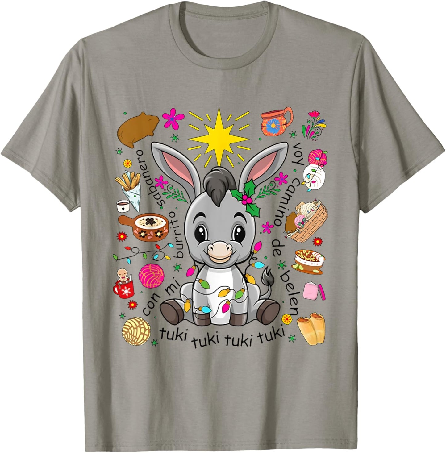 Mi Burrito Sabanero Mexican Tuki Tuki Donkey Latino Xmas T-Shirt - T-Shirt | Sand