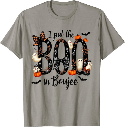 I Put the Boo in Boujee - Cute Ghost Halloween Fashion T-Shirt - T-Shirt | Sand