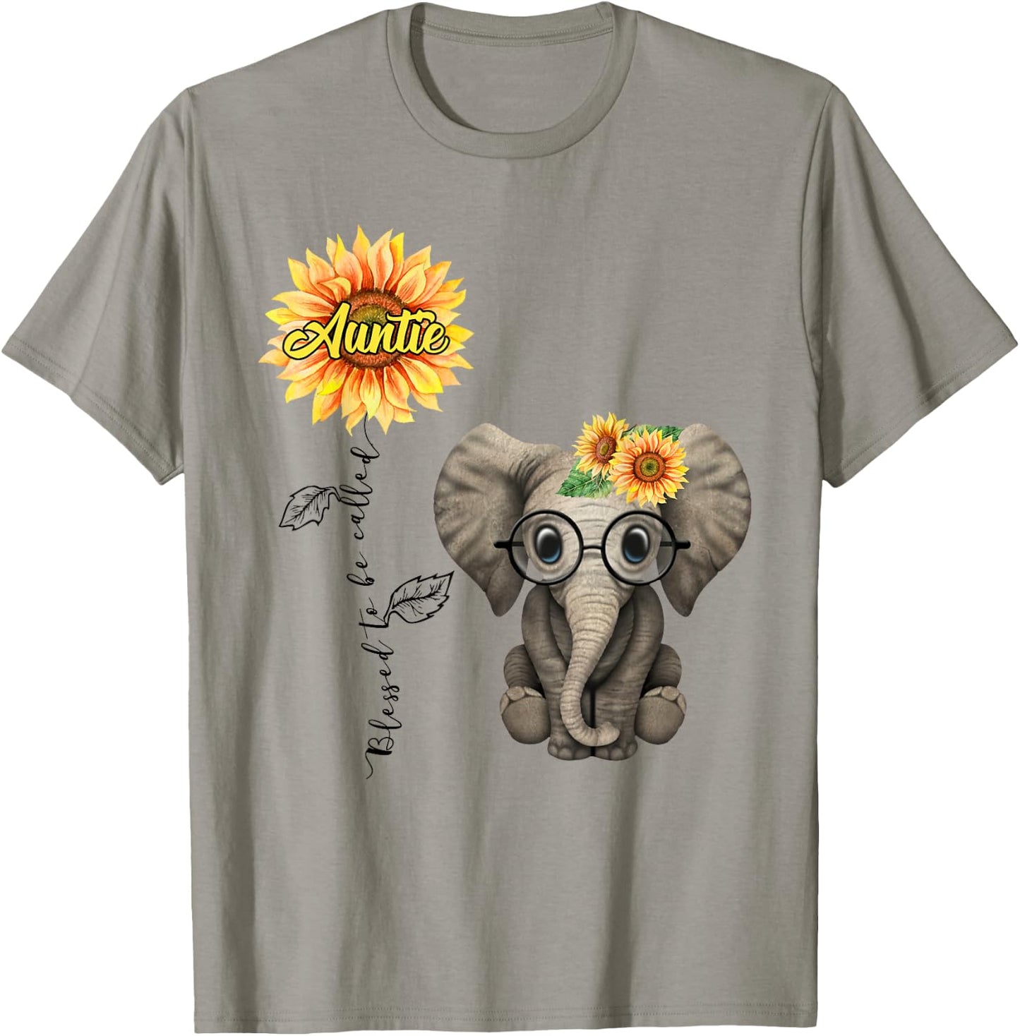 Blessed To Be Called Auntie Hippie Elephant Aunt Gift T-Shirt - T-Shirt | Sand