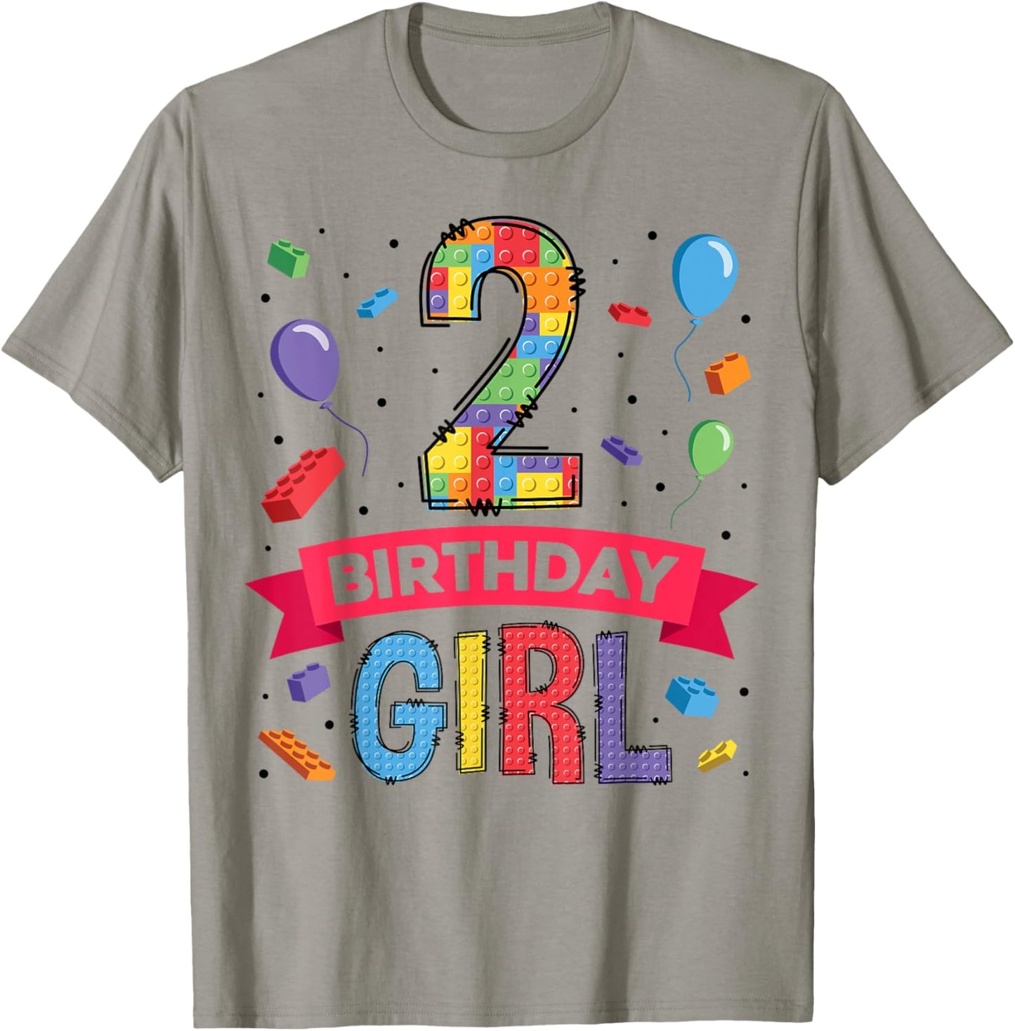 Kids 2 Year Old Building Blocks 2nd Birthday Girl T-Shirt - T-Shirt | Sand
