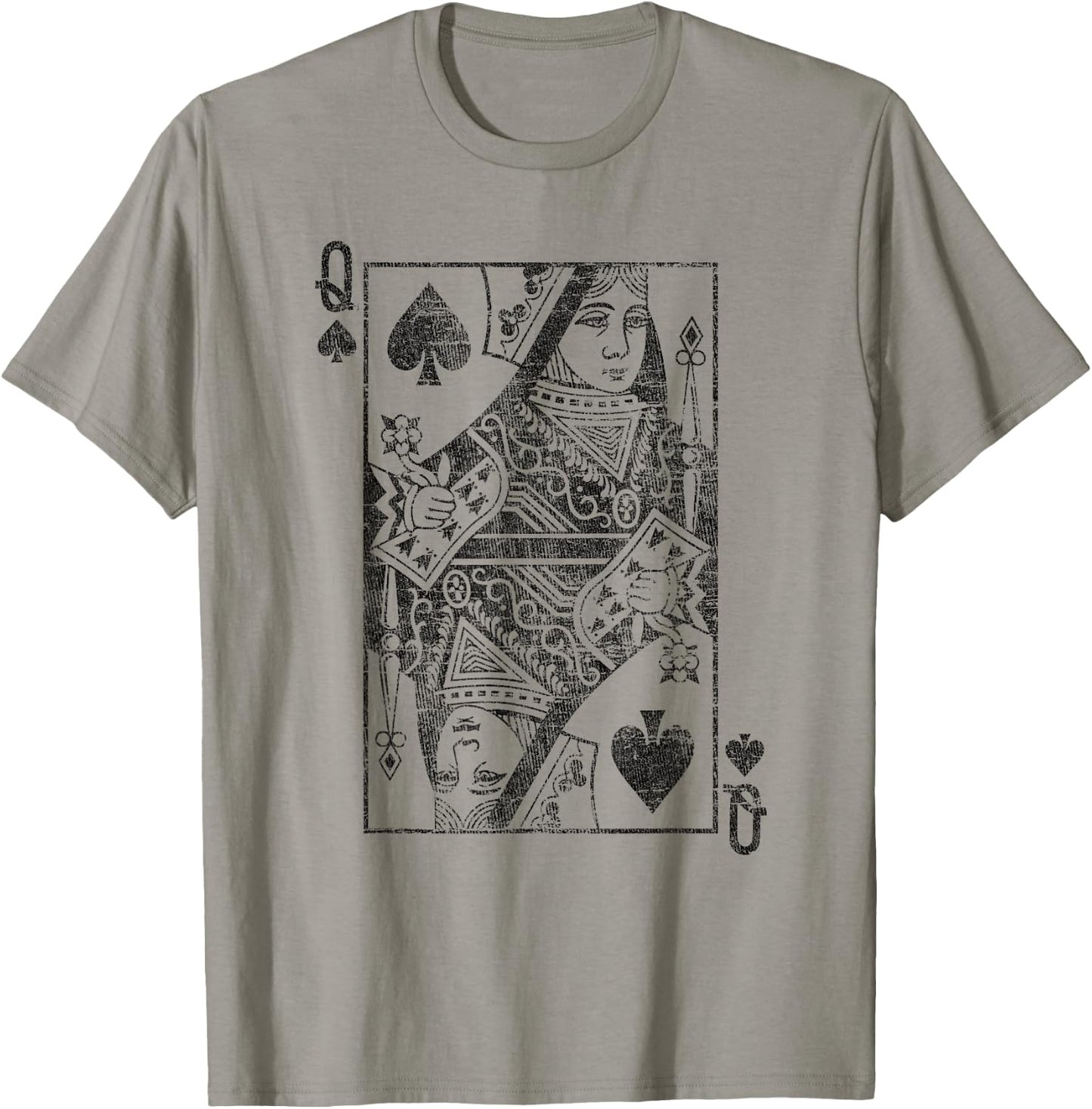 Lady of Spades Playing Cards Costume Poker Distressed T-Shirt - T-Shirt | Sand