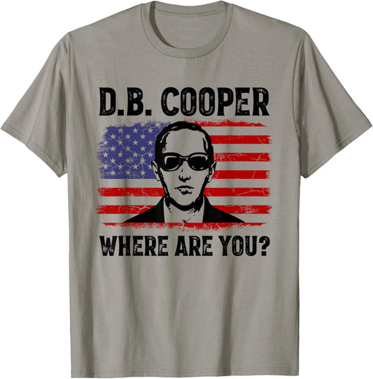 DB Cooper Where Are You D.B. Coopers Vintage USA Flag T-Shirt - T-Shirt | Sand