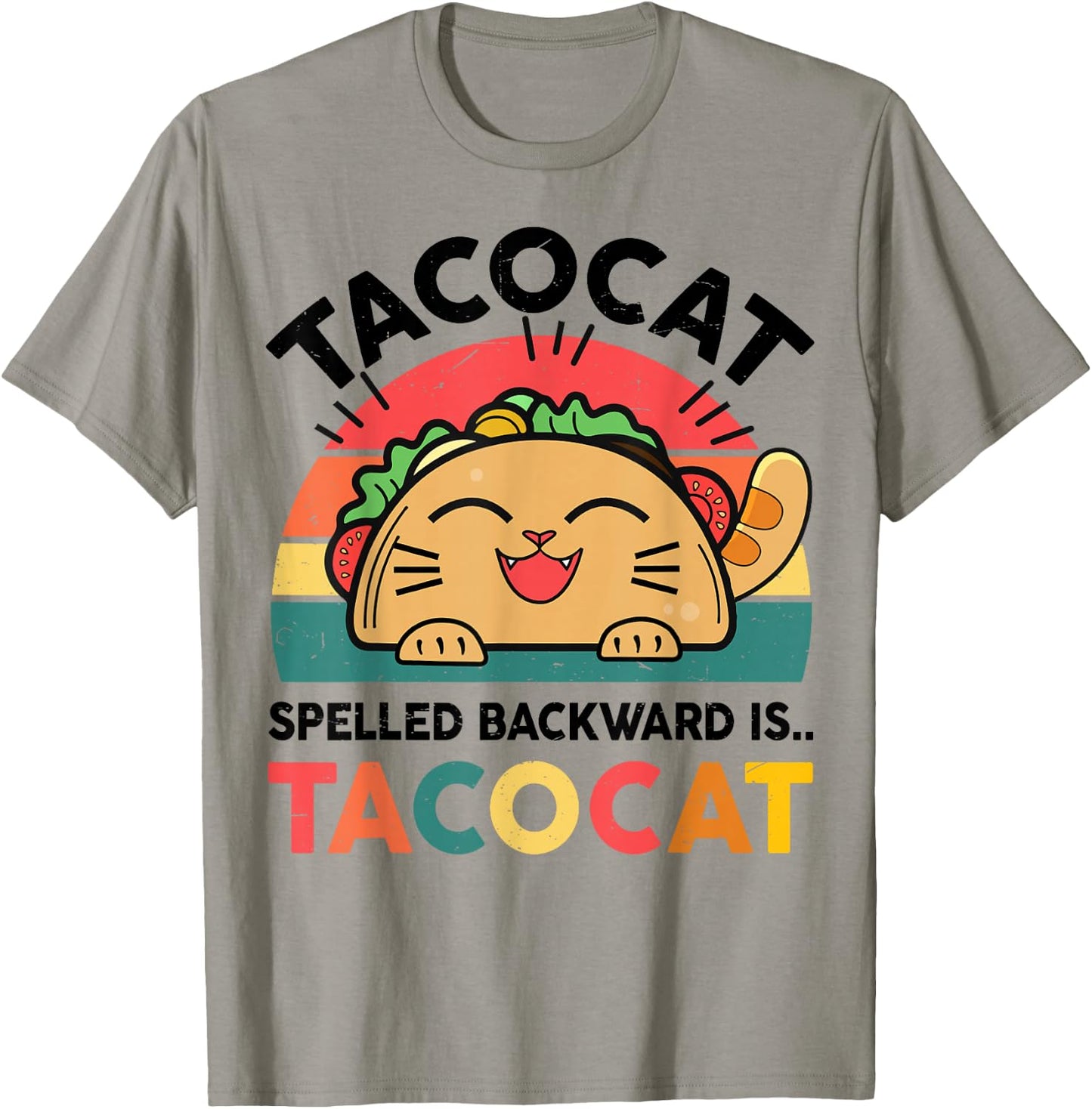 Kids Taco Cat Spelled Backward Funny Cat Lover Gift Boy Men T-Shirt - T-Shirt | Sand