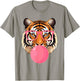Funny Tiger Glasses Blowing Bubble Gum Cute Tiger Face T-Shirt - T-Shirt | Sand