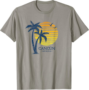Cancun Mexico Souvenir Beach Sunset Vintage T-Shirt - T-Shirt | Sand