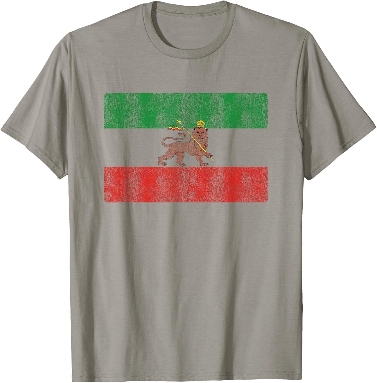 Rasta Rastafari Lion Ethiopia Flag Rastafarian T-Shirt - T-Shirt | Sand