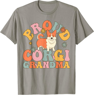 Proud Corgi Grandma Groovy Dog T-Shirt - T-Shirt | Sand