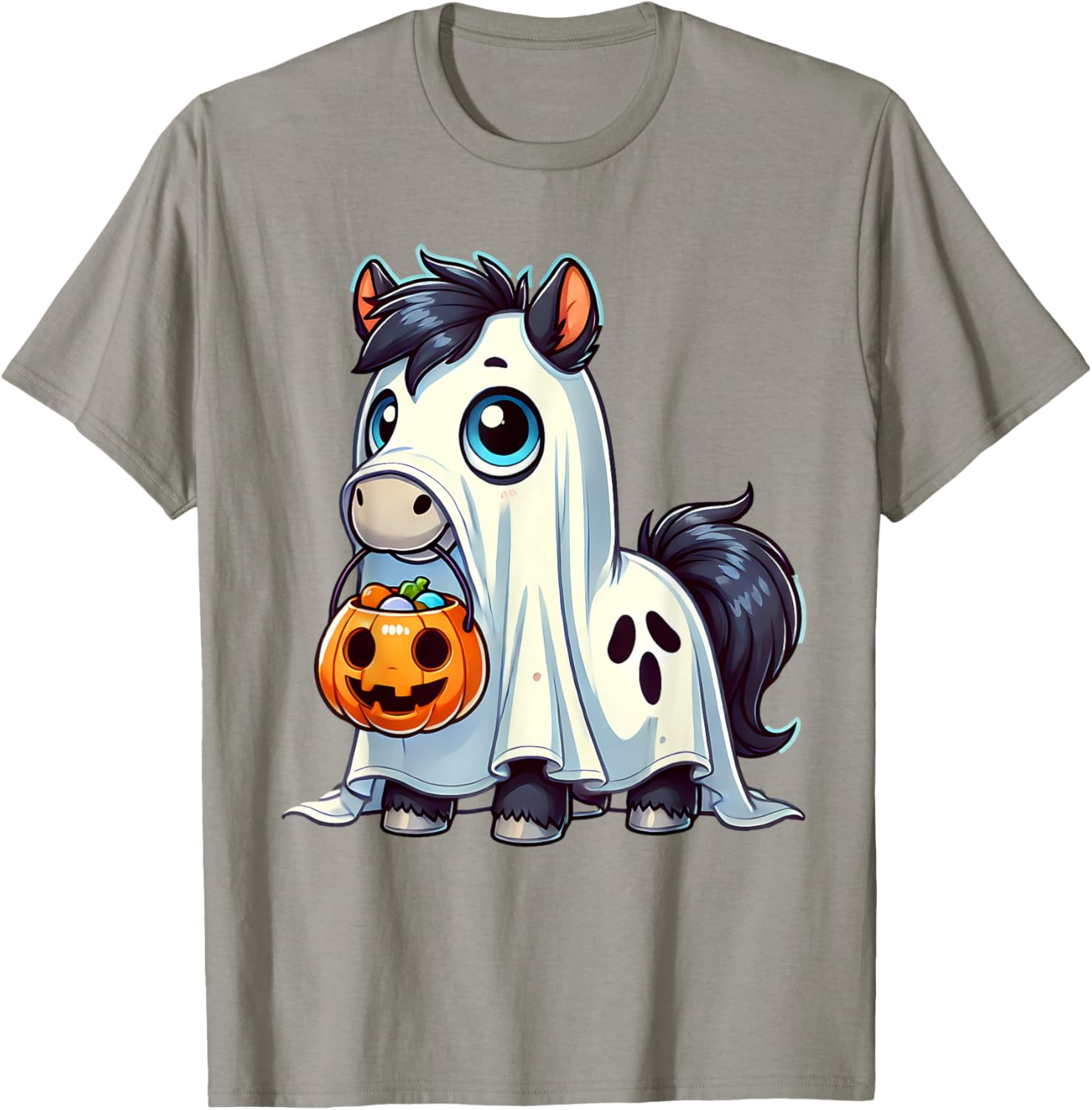 Horse Ghost Halloween Farm Animal Men Women Kids T-Shirt - T-Shirt | Sand
